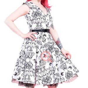 White Black Floral Tea Dress